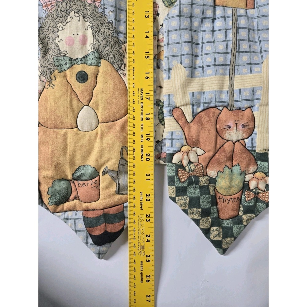 VTG‎ 90s Quilted Reversible Vest Gardening Angel Cat Herb Garden Folk Art L - Picture 10 of 10